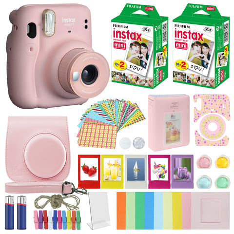 Fujifilm Instax Mini 11 Instant Camera Compatible Carrying Case + Fuji Instax Film Value Pack (40 Sheets) Accessories Bundle, Color Filters, Photo Album, Assorted Frames
