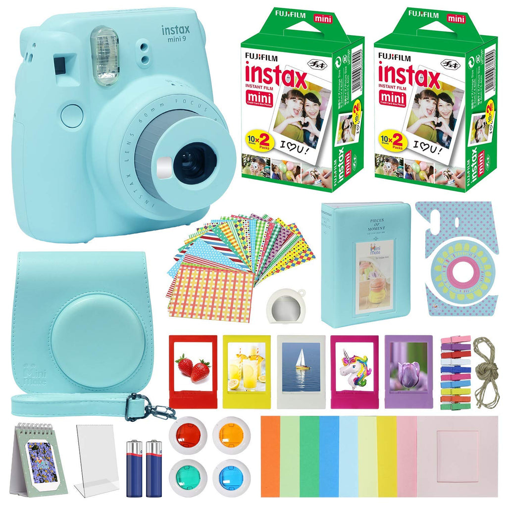  Fujifilm Instax Mini 9 Instant Camera (Cobalt Blue) with Film  Twin Pack Bundle (2 Items) : Electronics